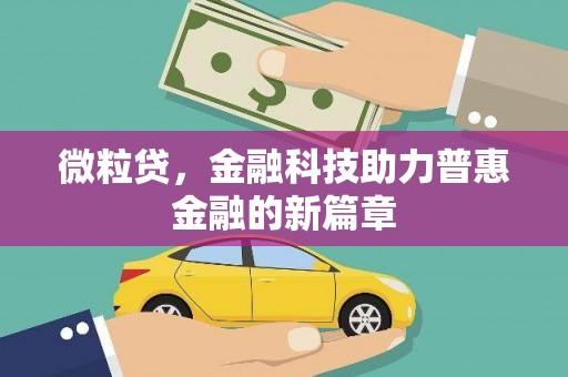 滨海微粒贷，金融科技助力普惠金融的新篇章