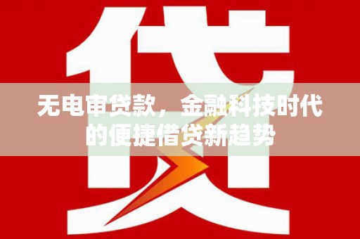 滨海无电审贷款，金融科技时代的便捷借贷新趋势