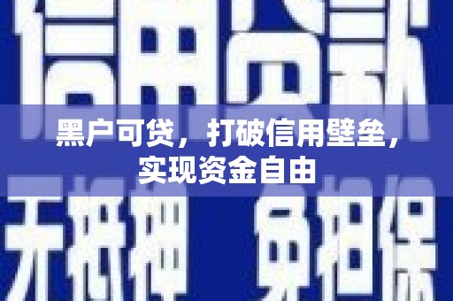滨海黑户可贷，打破信用壁垒，实现资金自由